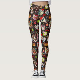 Kerstkatten in de ruimtevaart, sterren Funny Holid Leggings