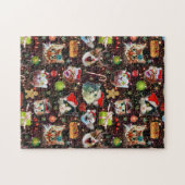 Kerstkatten in de ruimtevaart, sterren Funny Holid Legpuzzel (Horizontaal)