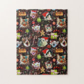 Kerstkatten in de ruimtevaart, sterren Funny Holid Legpuzzel (Verticaal)