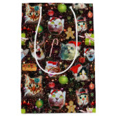 Kerstkatten in de ruimtevaart, sterren Funny Holid Medium Cadeauzakje (Voorkant)