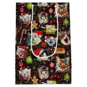 Kerstkatten in de ruimtevaart, sterren Funny Holid Medium Cadeauzakje (Achterkant)