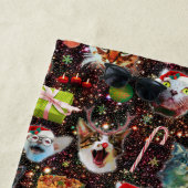 Kerstkatten in de ruimtevaart, sterren Funny Holid Strandlaken (In situ)