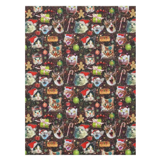 Kerstkatten in de ruimtevaart, sterren Funny Holid Tafelkleed (Voorkant)