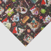 Kerstkatten in de ruimtevaart, sterren Funny Holid Tissuepapier (Detail)
