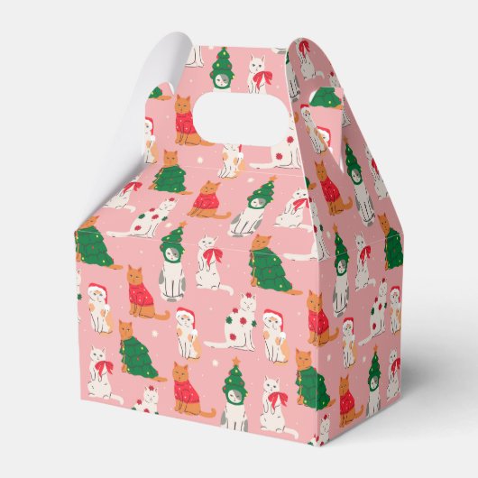Kerstkatten in feestelijke kleding patroon bedankdoosjes (Achterkant)