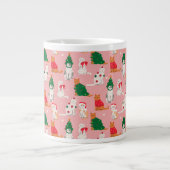 Kerstkatten in feestelijke kleding patroon grote koffiekop (Voorkant)