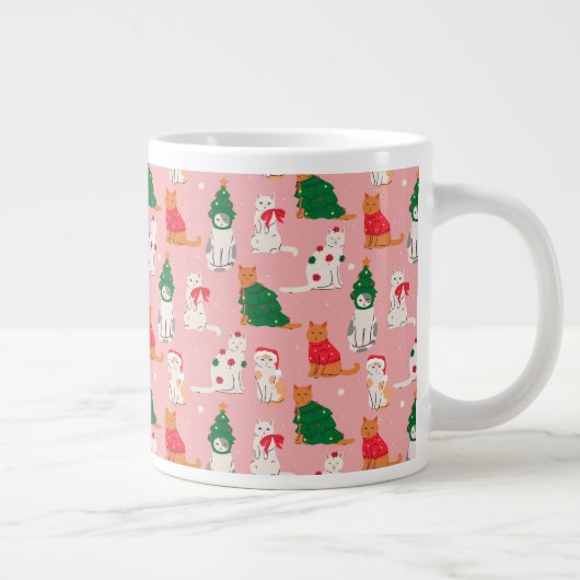 Kerstkatten in feestelijke kleding patroon grote koffiekop (Rechts)