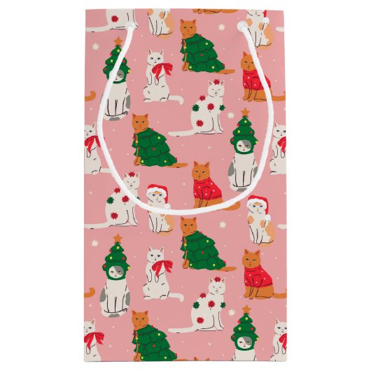 Kerstkatten in feestelijke kleding patroon klein cadeauzakje (Achterkant)