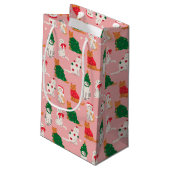 Kerstkatten in feestelijke kleding patroon klein cadeauzakje (Achterkant Gekanteld)