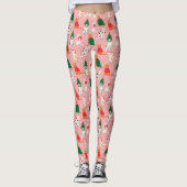 Kerstkatten in feestelijke kleding patroon leggings (Voorkant)