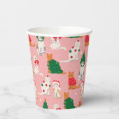 Kerstkatten in feestelijke kleding patroon papieren bekers (Links)