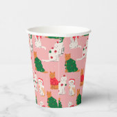 Kerstkatten in feestelijke kleding patroon papieren bekers (Rechts)