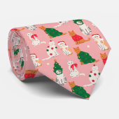 Kerstkatten in feestelijke kleding patroon stropdas (Opgerold)