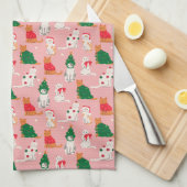 Kerstkatten in feestelijke kleding patroon theedoek (Quarter Fold)