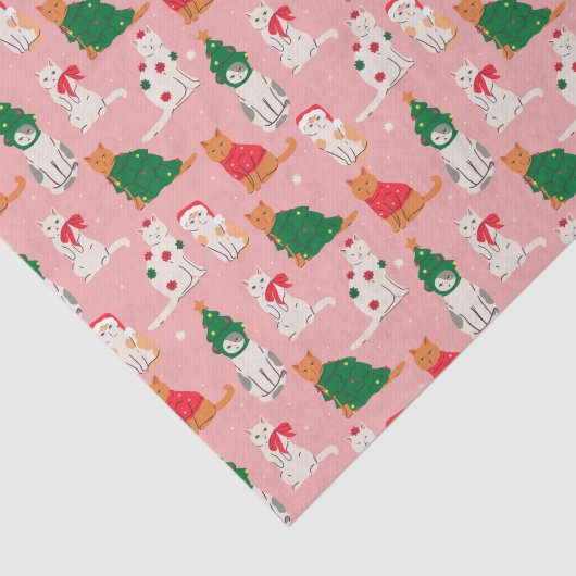 Kerstkatten in feestelijke kleding patroon tissuepapier (Detail)