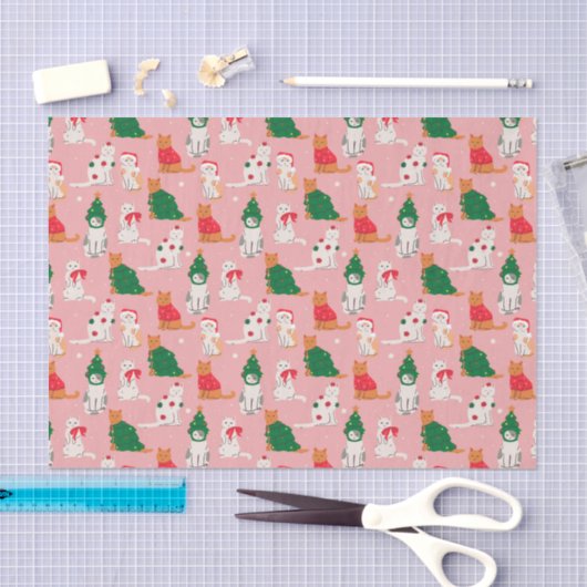 Kerstkatten in feestelijke kleding patroon tissuepapier (Craft)