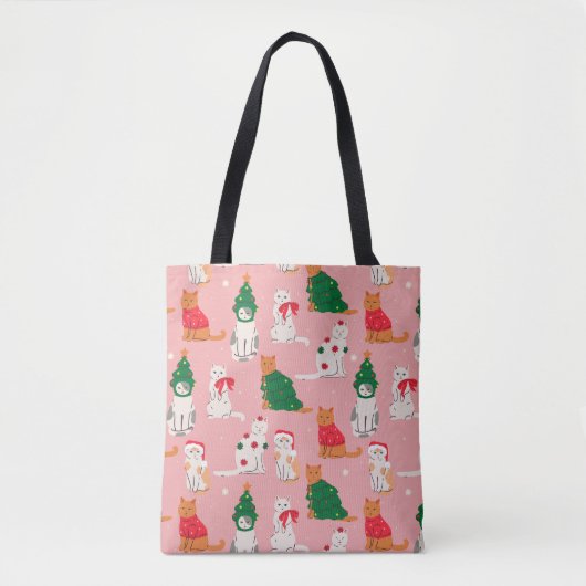 Kerstkatten in feestelijke kleding patroon tote bag (Voorkant)
