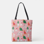 Kerstkatten in feestelijke kleding patroon tote bag (Achterkant)