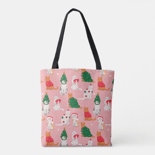 Kerstkatten in feestelijke kleding patroon tote bag (Achterkant)