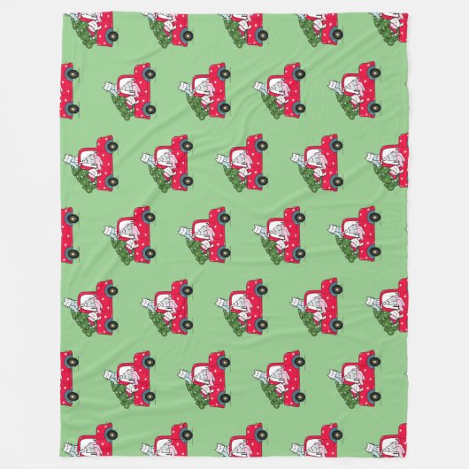 Kerstkatten in Red Truck Holiday Fleece Deken (Voorkant)