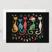 Kerstkatten in retro mid century modern stijl 50s  feestdagenkaart (Voorkant / Achterkant)