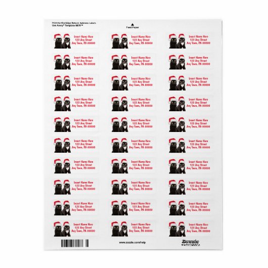 Kerstkatten in Santa Hats Etiket (Full Sheet)