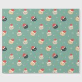 Kerstkatten in Santa Hats Patroon Cadeaupapier (Vlak)