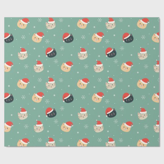 Kerstkatten in Santa Hats Patroon Cadeaupapier (Vlak)