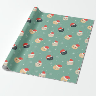 Kerstkatten in Santa Hats Patroon Cadeaupapier
