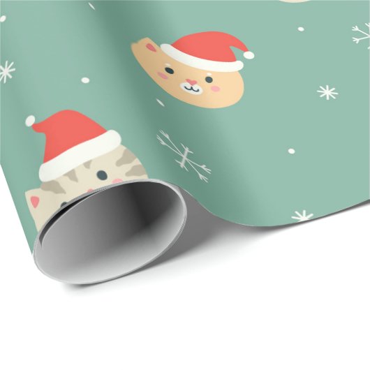 Kerstkatten in Santa Hats Patroon Cadeaupapier (Rol Hoek)
