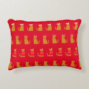 kerstkatten in Santa Hats Pattern Red Accent Kussen