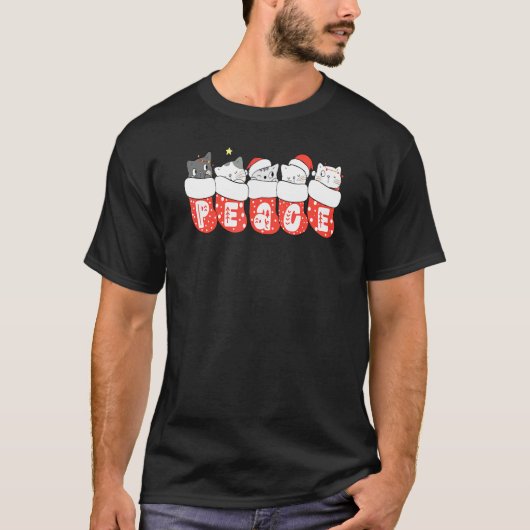 Kerstkatten in sokken Katten Kerstmis T-shirt (Voorkant)