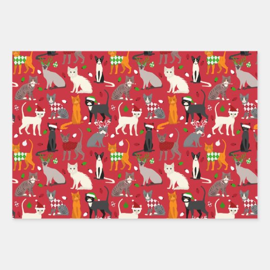 kerstkatten inpakpapier vel (Voorkant)