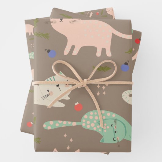 kerstkatten inpakpapier vel (In situ)