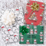 kerstkatten inpakpapier vel<br><div class="desc">Deze prachtige set van drie kerstinpakpapier vellen is ideaal voor kattenliefhebbers en degenen die genieten van grillige vakantie design. Het eerste vel heeft een charmant patroon van witte katten, sommige versierd met feestelijke kerstmutsen, anderen met speels rendiergewei en een paar gewoon zoals ze zijn, waardoor een vrolijk en gevarieerd display...</div>