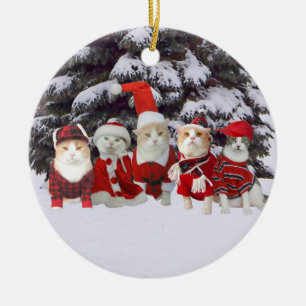 kerstKatten Keramisch Ornament