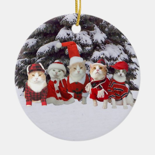 kerstKatten Keramisch Ornament (Voorkant)