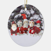 kerstKatten Keramisch Ornament (Links)
