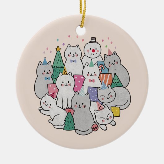 kerstkatten keramisch ornament (Voorkant)