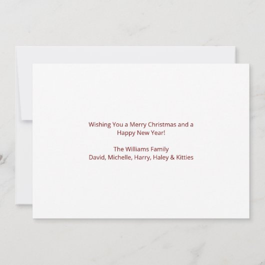 Kerstkatten klinken voor feestelijk rood feestdagenkaart (Achterkant)