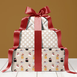 Kerstkatten Knuffelhuisdier Kittie Kerstpatroon Inpakpapier Vel