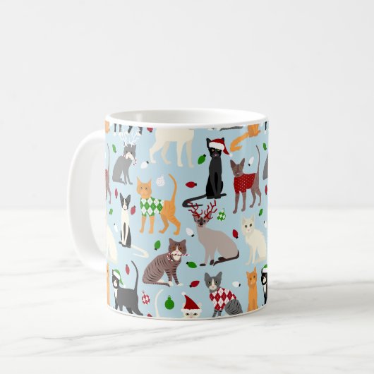 Kerstkatten Koffiekoffie Mok (Voorkant links)