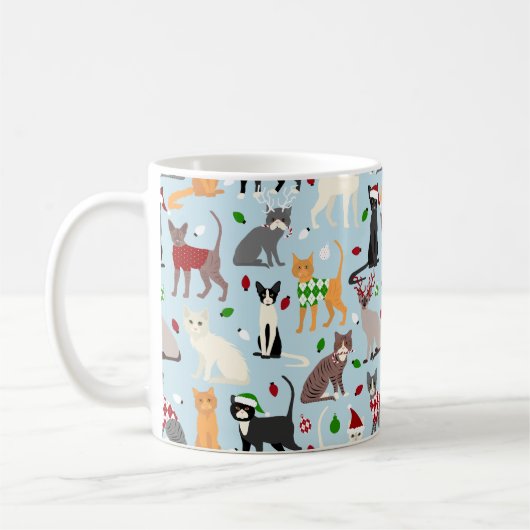 Kerstkatten Koffiekoffie Mok (Links)