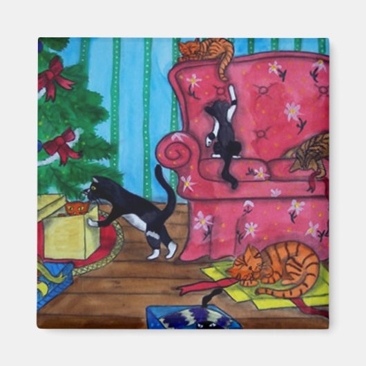 kerstkatten magneet (Voorkant)