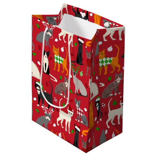 kerstkatten medium cadeauzakje (Voorkant Gekanteld)