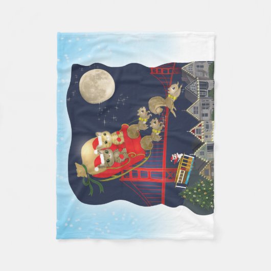 Kerstkatten Meow Clause in San Francisco Fleece Deken (Voorkant)