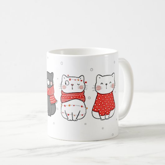 Kerstkatten Meowy Catmas Festive Felines Koffiemok (Voorkant rechts)