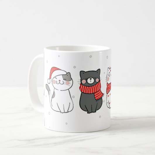Kerstkatten Meowy Catmas Festive Felines Koffiemok (Voorkant links)