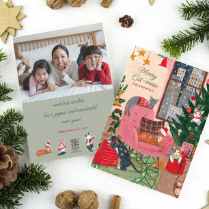Kerstkatten Merry Cat-mess katten  Feestdagenkaart