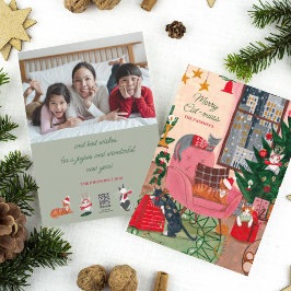Kerstkatten Merry Cat-mess katten Feestdagenkaart